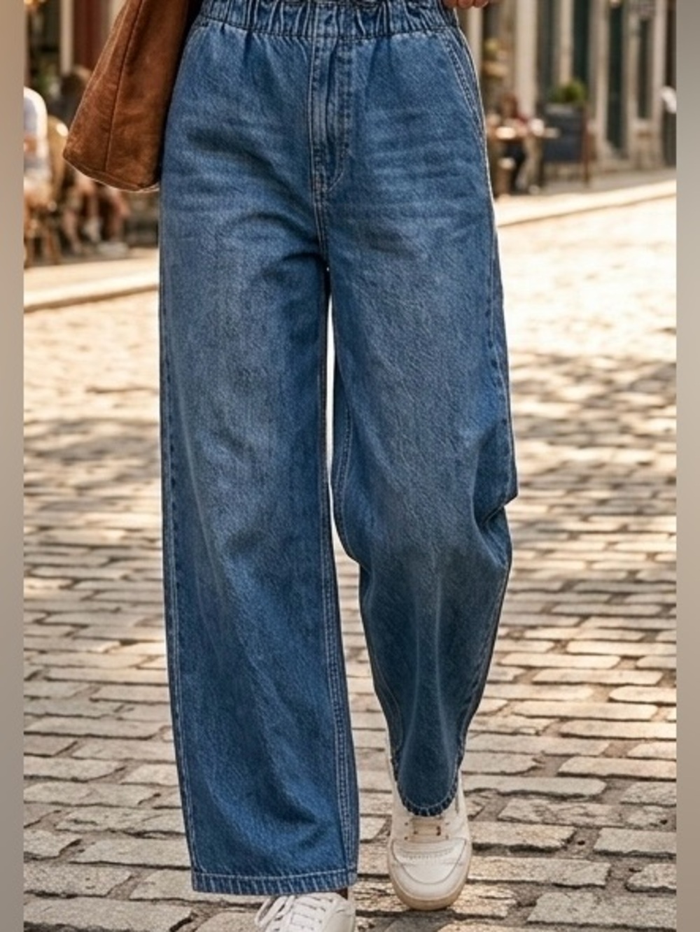 Rewash Brand High Rise Wide Leg Denim Jeans Elastic Waist Blue Women’s Size S